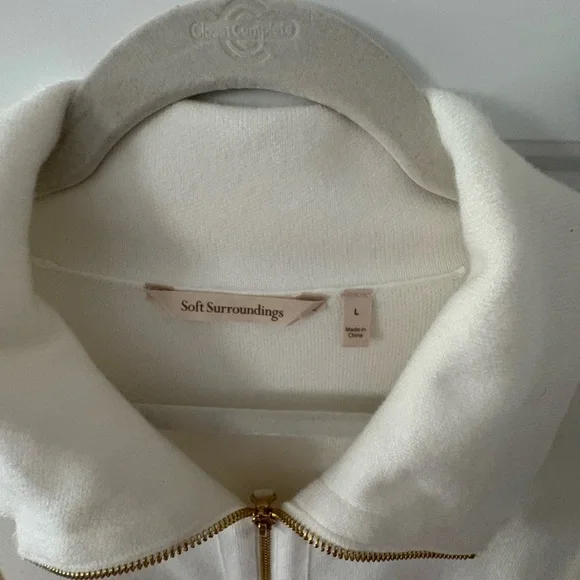 Soft Surroundings Elegant Creamy White Zip-Up Sweater. - Picture 3 of 8
